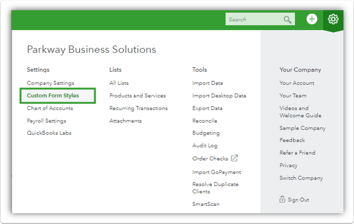 First Step to create your QuickBooks Online Invoice
